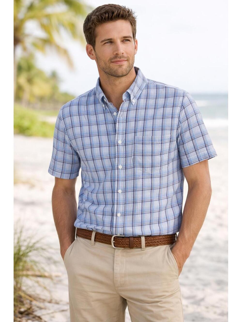 Ralph Lauren Jeans Co Blue Plaid Short Sleeve Button Up Shirt Men’s Size XL